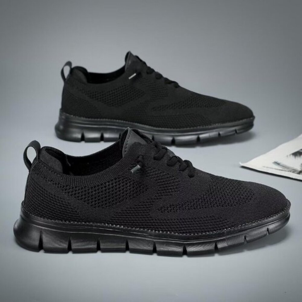 ⚡Men's 2 Black Mesh Casual Walking Business Oxfords Work Lightweight Sneakers - Picture 7 of 7